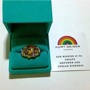 Kurt Geiger London Mixed Crystal Cocktail Ring 9 New